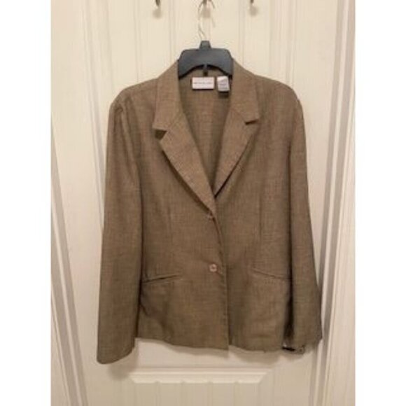 Alfred Dunner Women's Blazer Size 18 Tan Polyester Button Front Classic Fit Jack - Picture 1 of 15